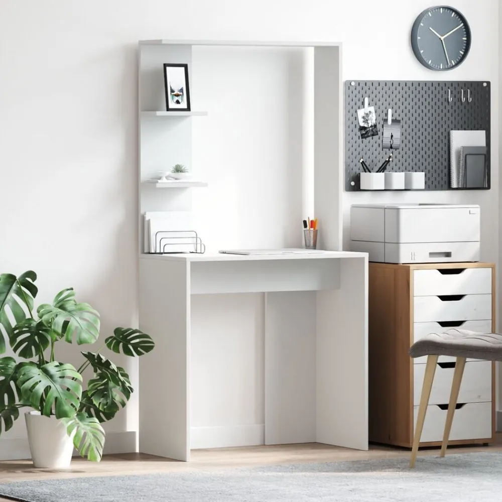 vidaXL Escritorio 78,5 x 37 x 154,5 cm Madera de ingeniería White Clearance