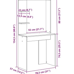 vidaXL Escritorio 78,5 x 37 x 154,5 cm Madera de ingeniería White Clearance
