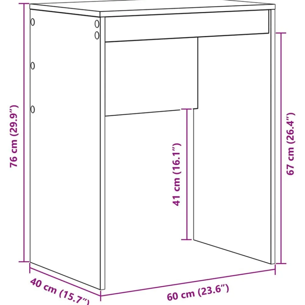 vidaXL Escritorio 60 x 40 x 76 cm White Clearance