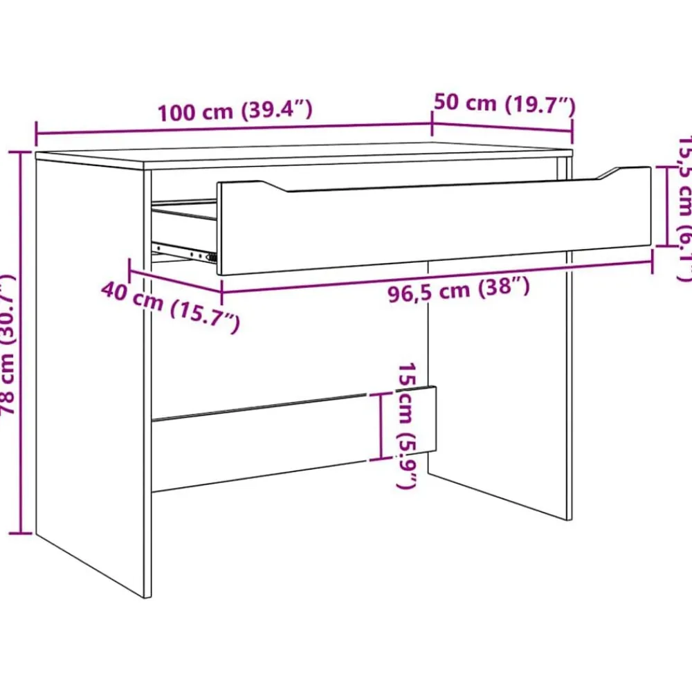 vidaXL Mobiliario De Oficina-Escritorio 100 x 50 x 78 cm Madera de ingeniería