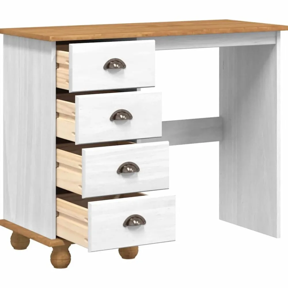 vidaXL Escritorio ASKIM 95 x 40 x 75 cm Madera de pino macizo White