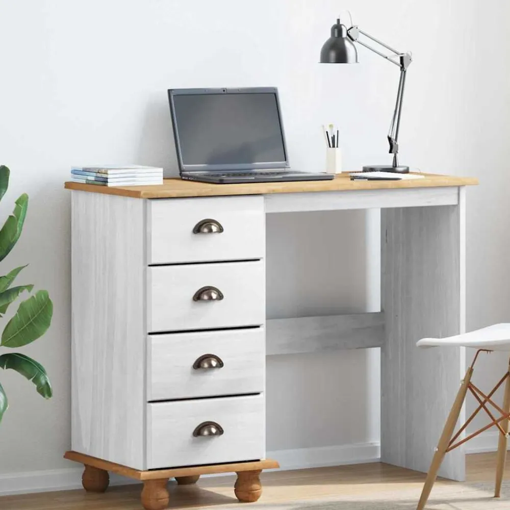 vidaXL Escritorio ASKIM 95 x 40 x 75 cm Madera de pino macizo White