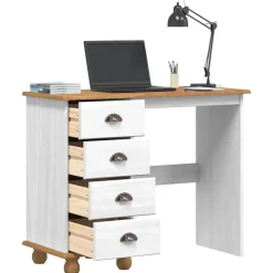 vidaXL Escritorio ASKIM 95 x 40 x 75 cm Madera de pino macizo White