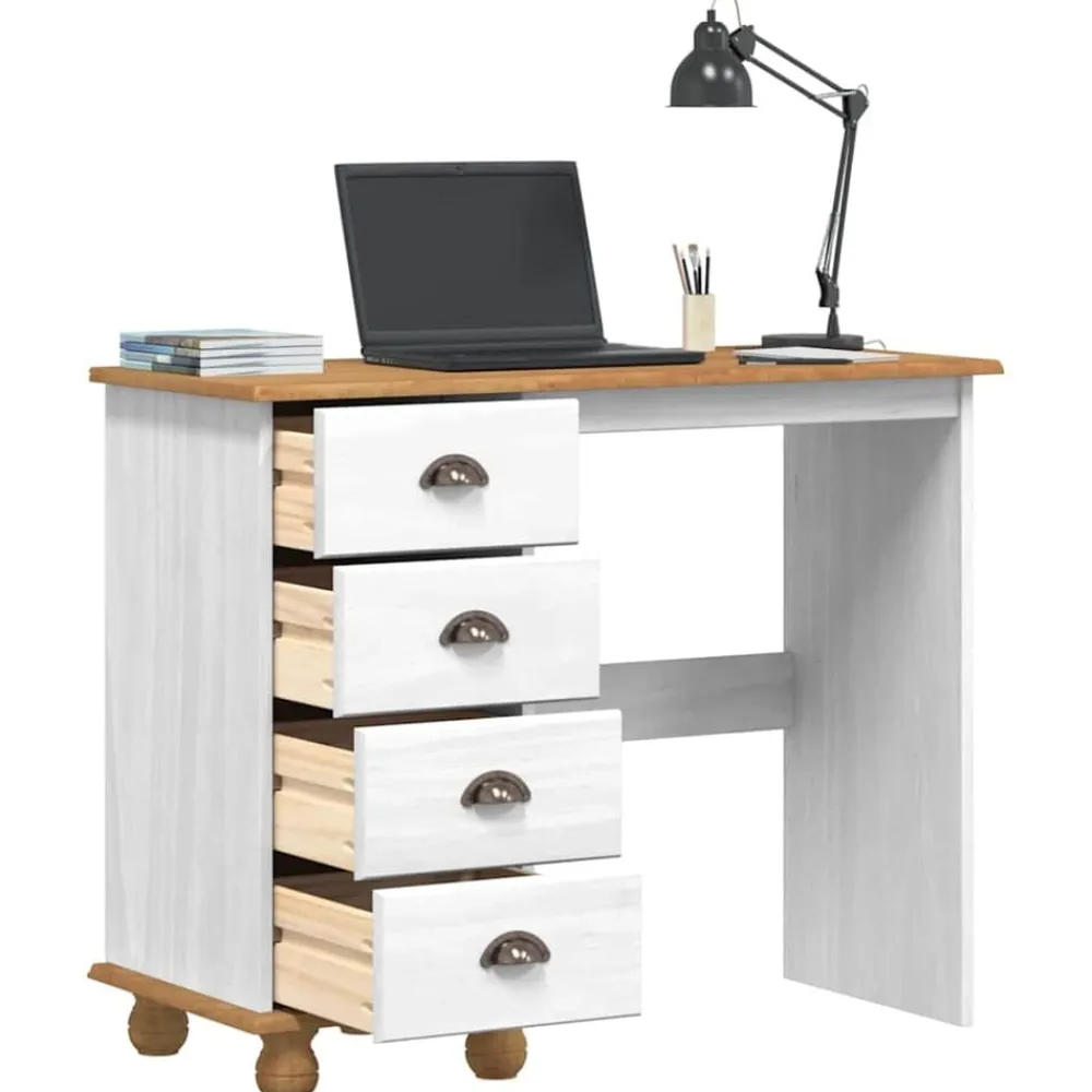 vidaXL Escritorio ASKIM 95 x 40 x 75 cm Madera de pino macizo White