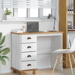 vidaXL Escritorio ASKIM 95 x 40 x 75 cm Madera de pino macizo White