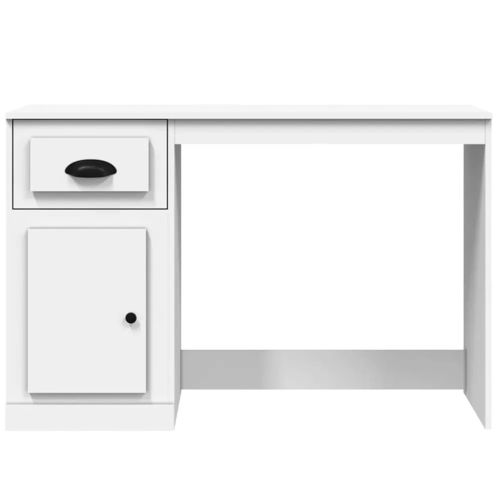 vidaXL Mobiliario De Oficina-Escritorio cajón madera contrachapada blanco brillo 115x50x75cm