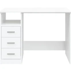 vidaXL Escritorio cajones madera contrachapada 102x50x76 cm Blanco Best