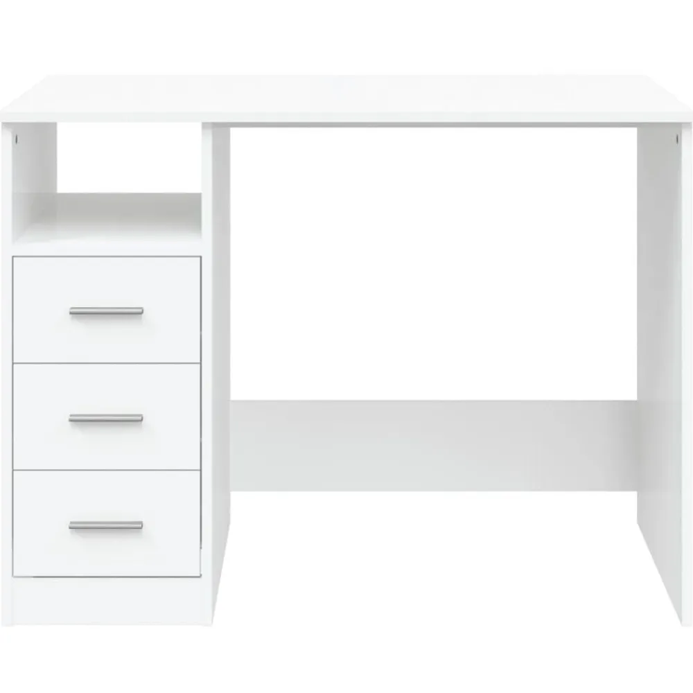vidaXL Escritorio cajones madera contrachapada 102x50x76 cm Blanco Best