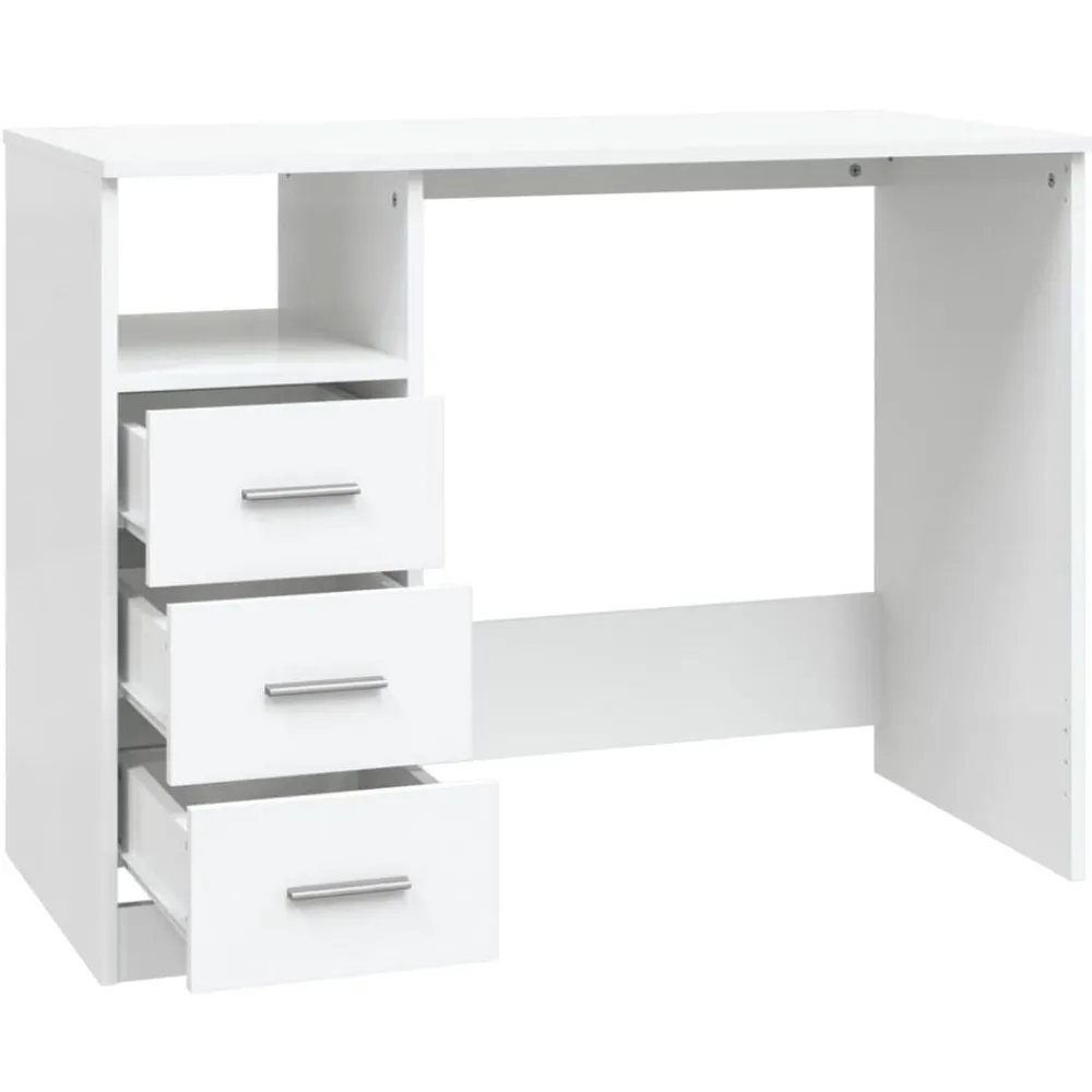 vidaXL Escritorio cajones madera contrachapada 102x50x76 cm Blanco Best