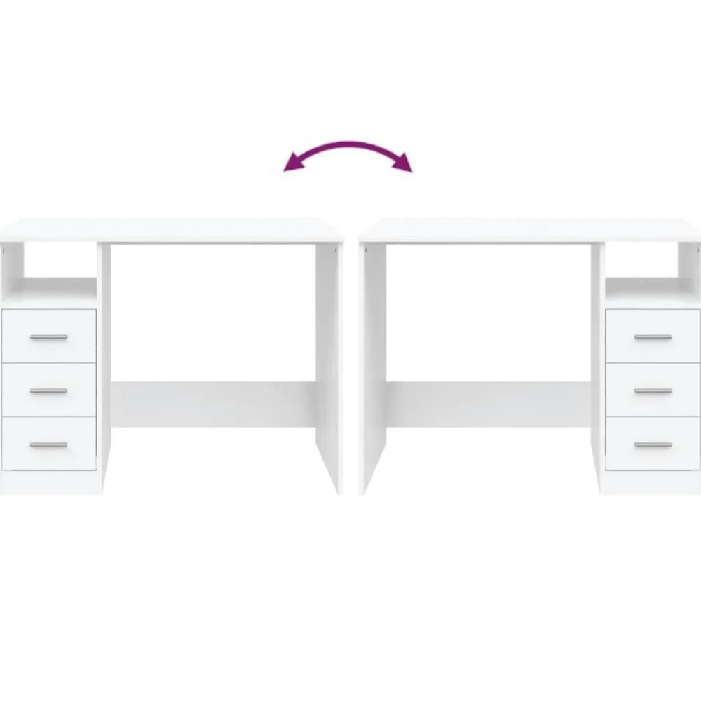 vidaXL Escritorio cajones madera contrachapada 102x50x76 cm Blanco Best