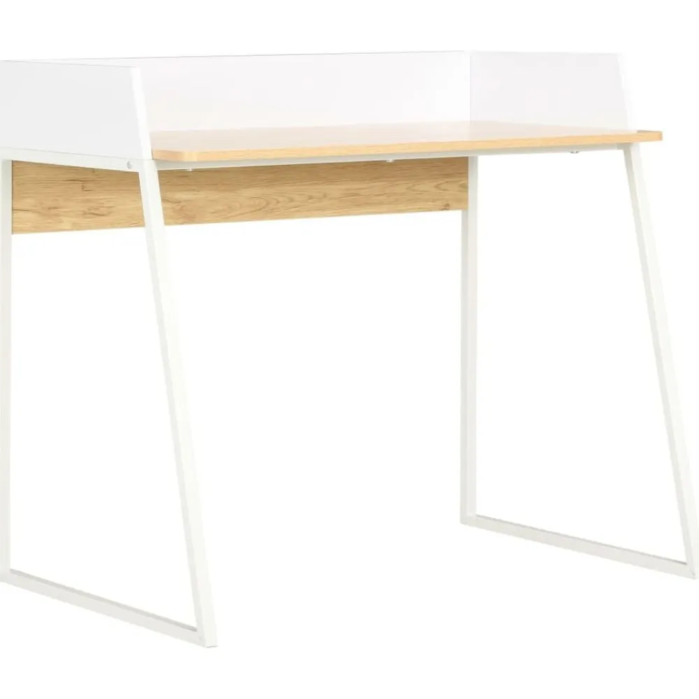 vidaXL Escritorio color roble y blanco 90x60x88 cm Blanco y marrón Outlet
