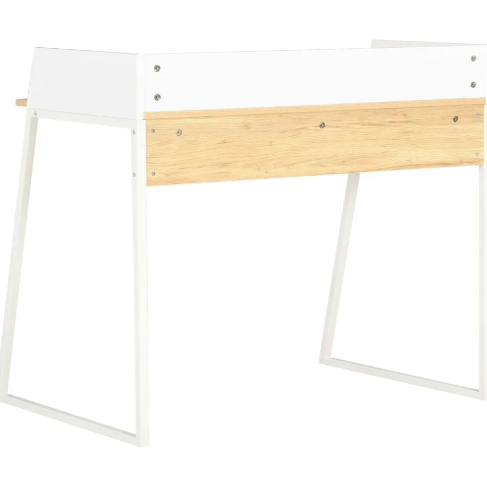vidaXL Escritorio color roble y blanco 90x60x88 cm Blanco y marrón Outlet
