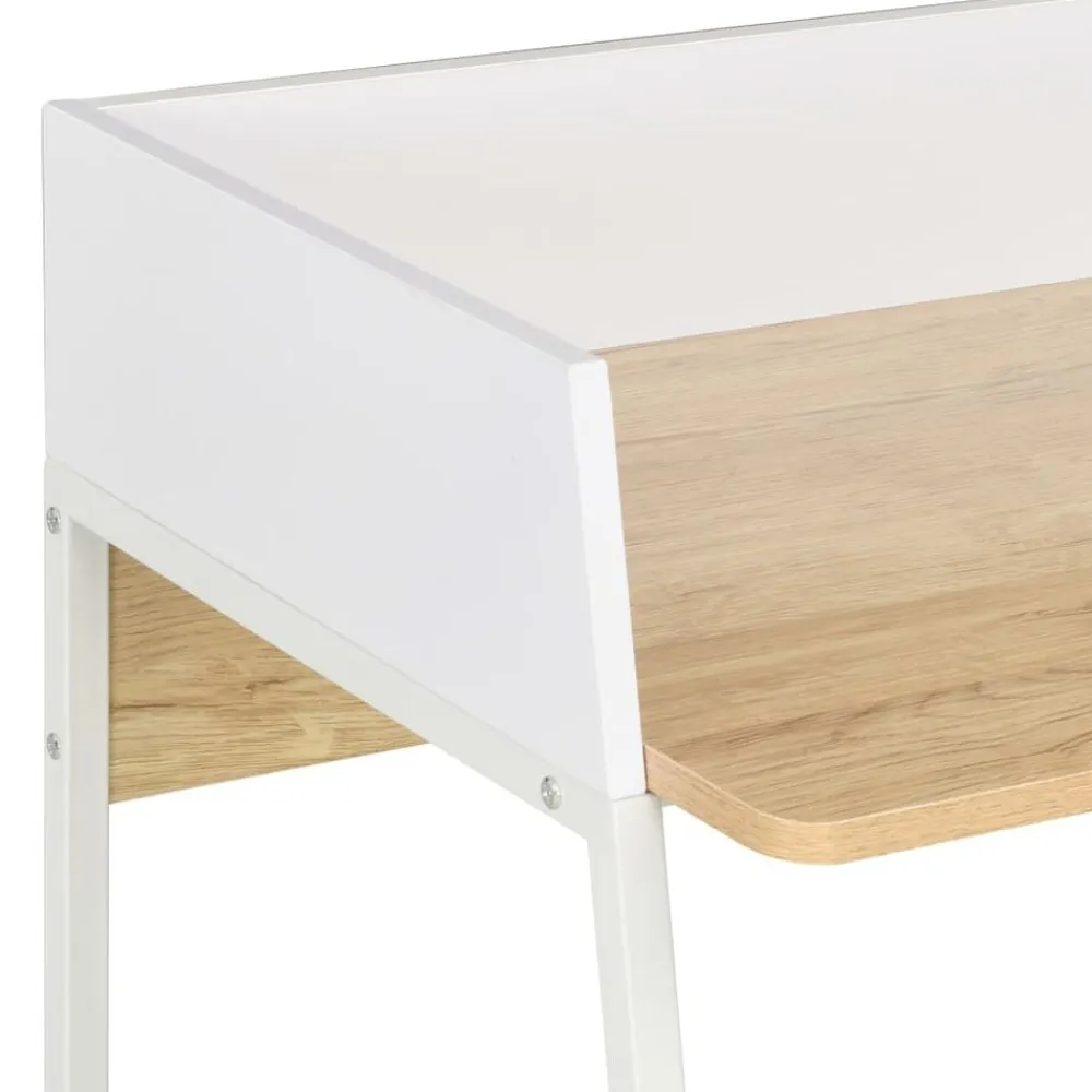 vidaXL Escritorio color roble y blanco 90x60x88 cm Blanco y marrón Outlet