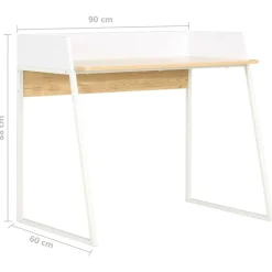 vidaXL Escritorio color roble y blanco 90x60x88 cm Blanco y marrón Outlet