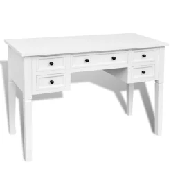 vidaXL Escritorio con 5 cajones Blanco