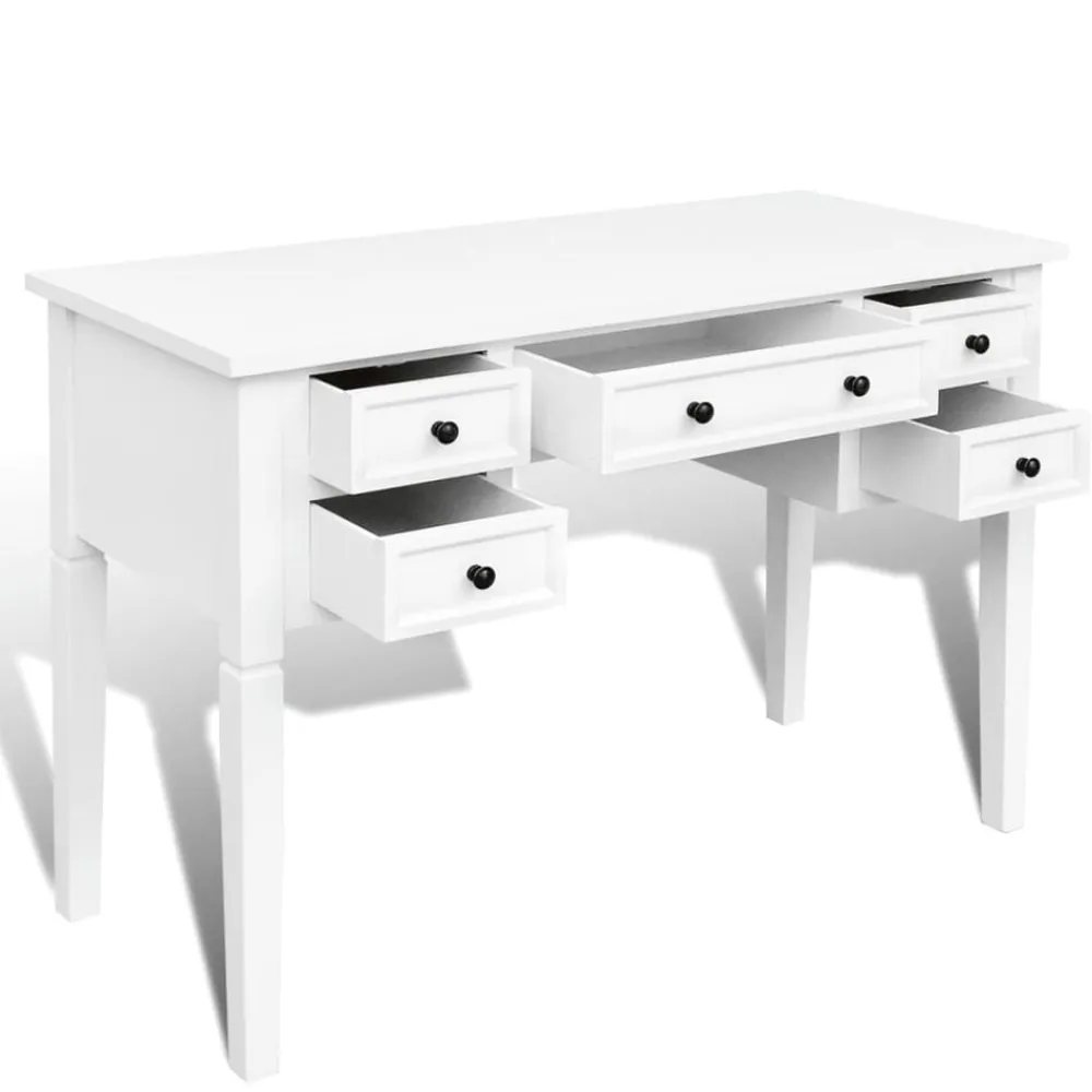 vidaXL Escritorio con 5 cajones Blanco