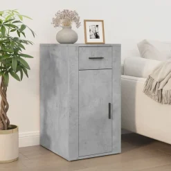 vidaXL Escritorio con armario contrachapada gris hormigón Gris hormigón Sale