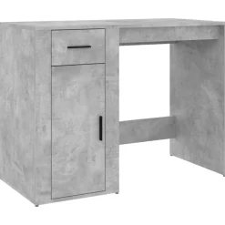vidaXL Escritorio con armario contrachapada gris hormigón Gris hormigón Sale