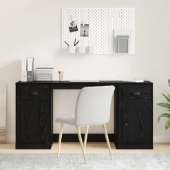 vidaXL Escritorio con armario con cajón 154,5 x 50 x 75 cm Roble negro Discount
