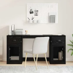 vidaXL Escritorio con armario con cajón 154,5 x 50 x 75 cm Roble negro Discount