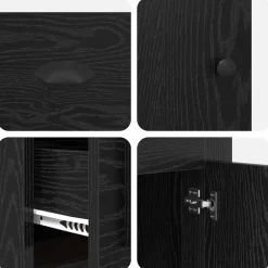 vidaXL Escritorio con armario con cajón 154,5 x 50 x 75 cm Roble negro Discount