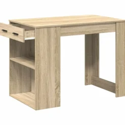 vidaXL Escritorio con cajón estante madera contrachapada Roble Sonoma