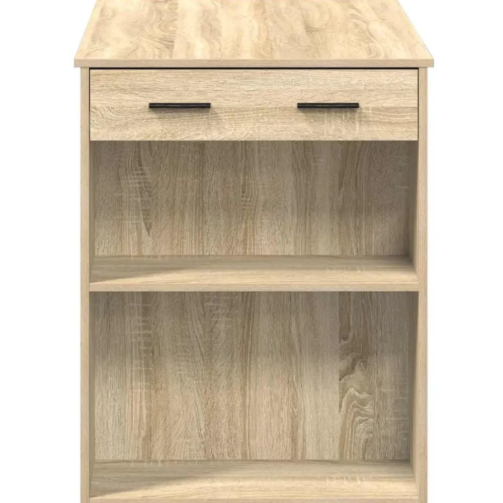 vidaXL Escritorio con cajón estante madera contrachapada Roble Sonoma