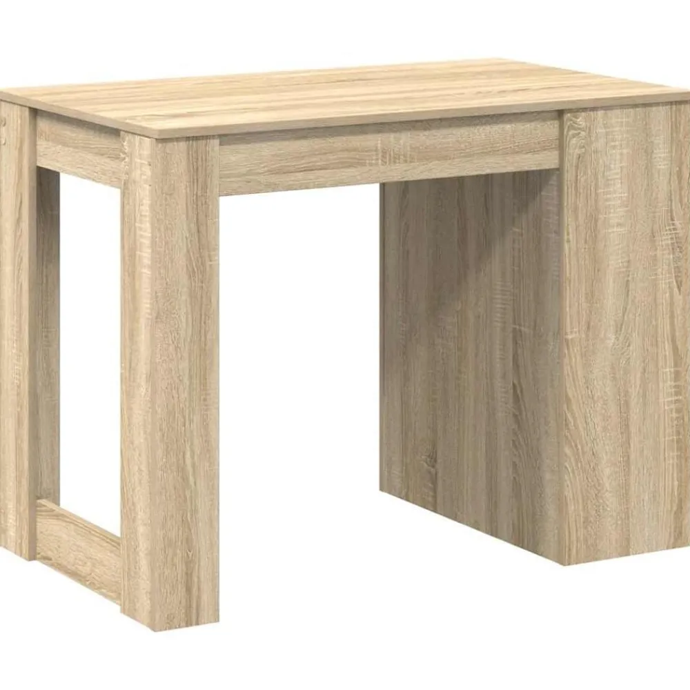 vidaXL Escritorio con cajón estante madera contrachapada Roble Sonoma