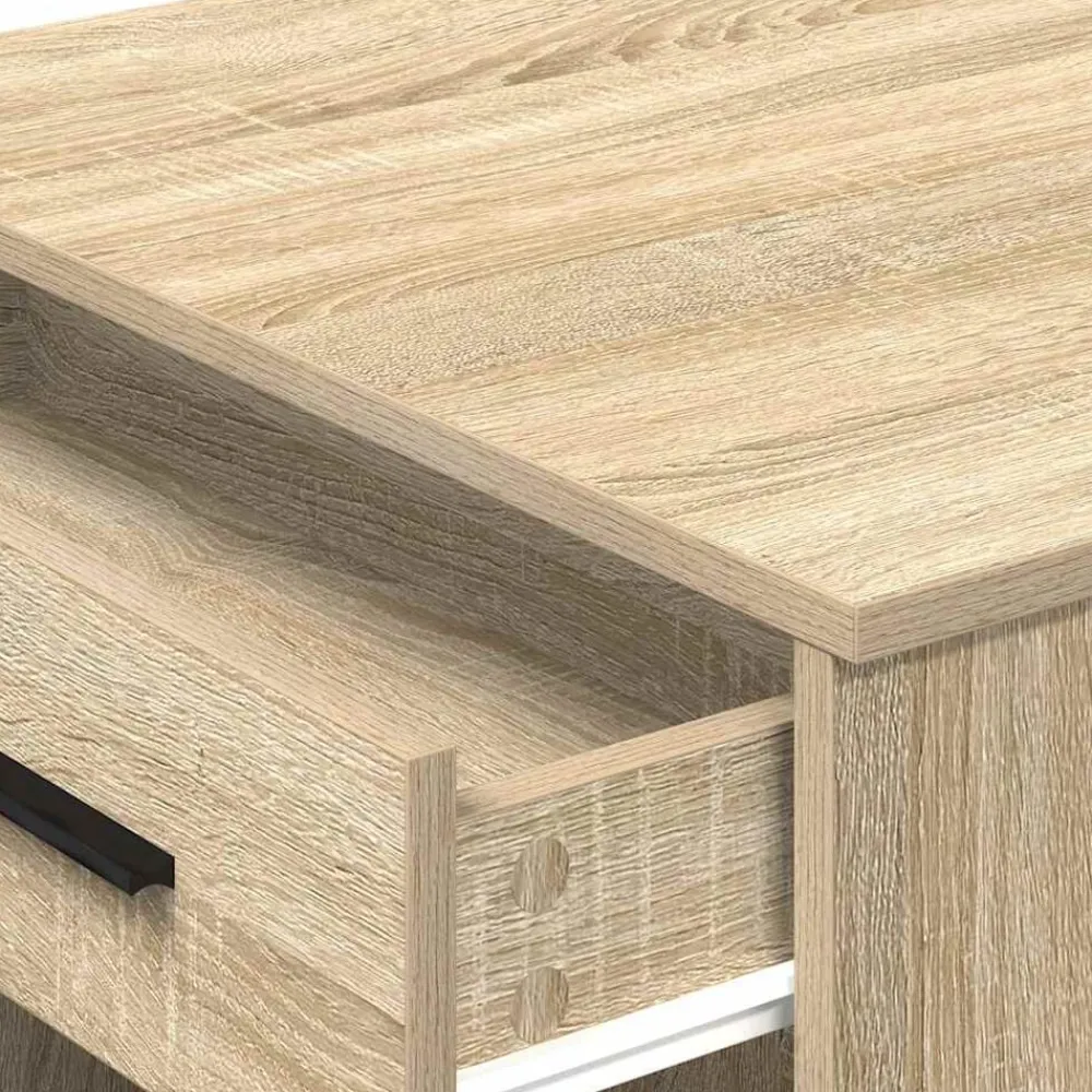 vidaXL Escritorio con cajón estante madera contrachapada Roble Sonoma
