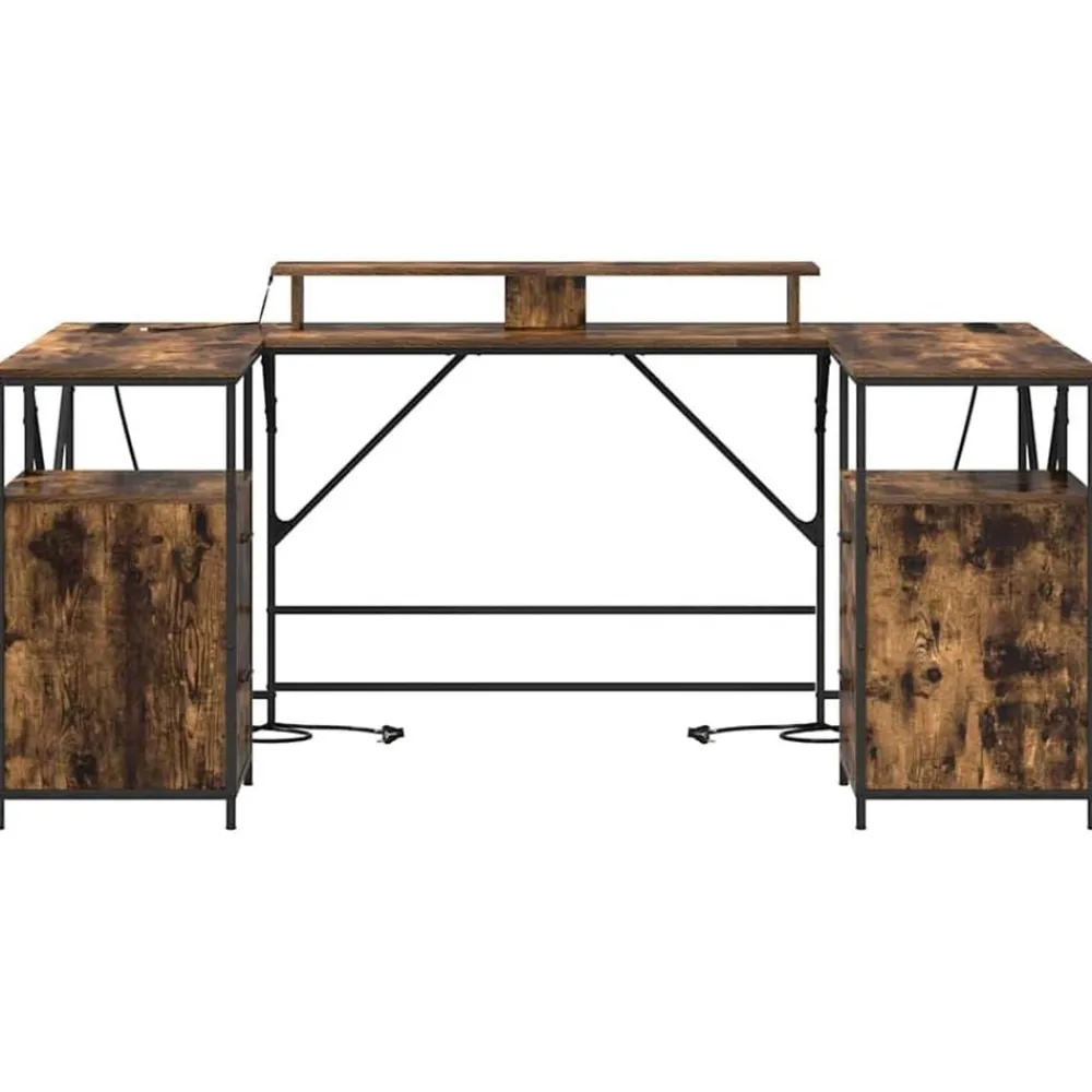 vidaXL Escritorio con cajón 182 x 101 x 87,5 cm Roble ahumado Best