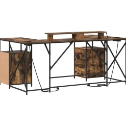 vidaXL Escritorio con cajón 182 x 101 x 87,5 cm Roble ahumado Best