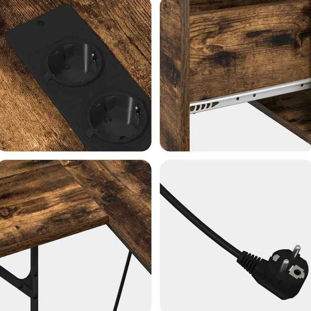 vidaXL Escritorio con cajón 182 x 101 x 87,5 cm Roble ahumado Best