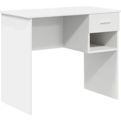 vidaXL Escritorio con cajón 90 x 49 x 75 cm Madera de ingeniería White New