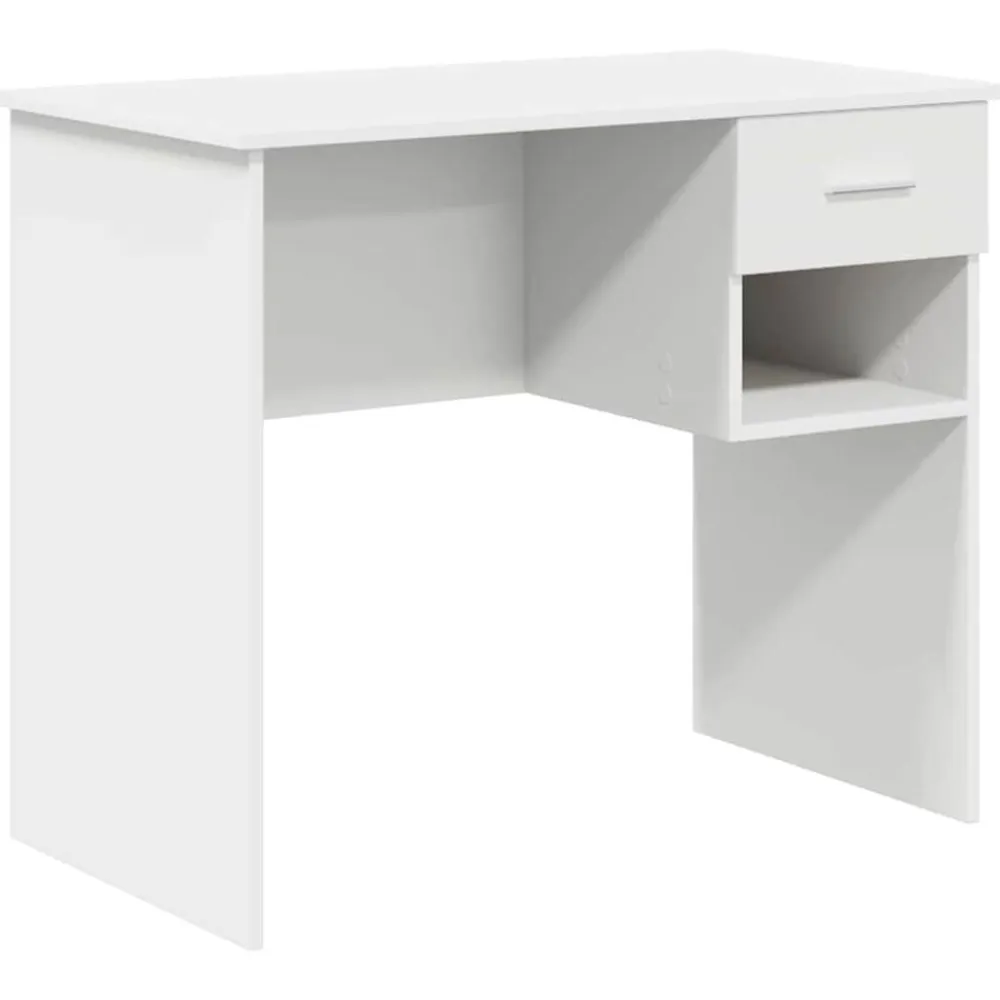 vidaXL Escritorio con cajón 90 x 49 x 75 cm Madera de ingeniería White New