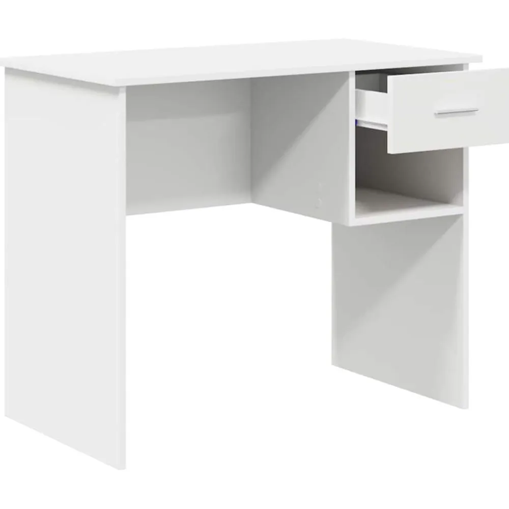 vidaXL Escritorio con cajón 90 x 49 x 75 cm Madera de ingeniería White New