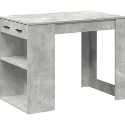 vidaXL Escritorio con cajón estante madera contrachapada gris hormigón Gris hormigón Best