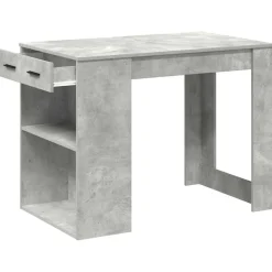vidaXL Escritorio con cajón estante madera contrachapada gris hormigón Gris hormigón Best