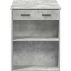 vidaXL Escritorio con cajón estante madera contrachapada gris hormigón Gris hormigón Best