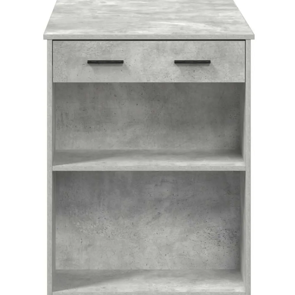vidaXL Escritorio con cajón estante madera contrachapada gris hormigón Gris hormigón Best