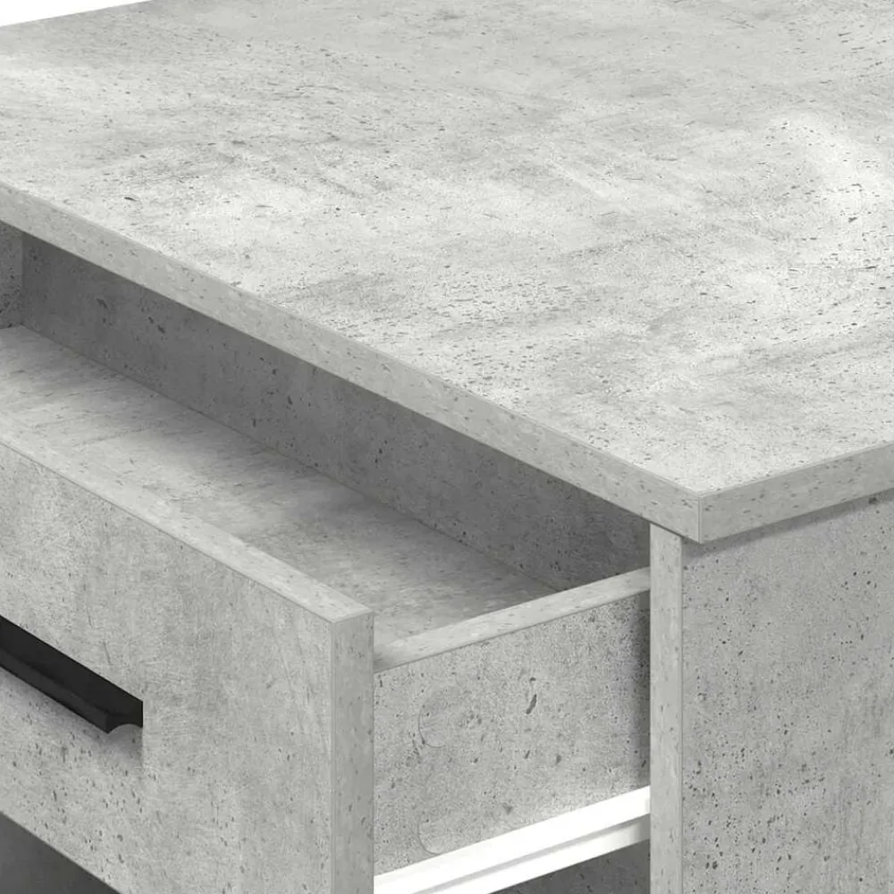 vidaXL Escritorio con cajón estante madera contrachapada gris hormigón Gris hormigón Best