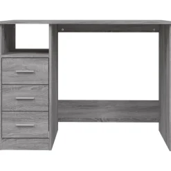 vidaXL Escritorio con cajones contrachapada 102x50x76 cm Gris sonoma New