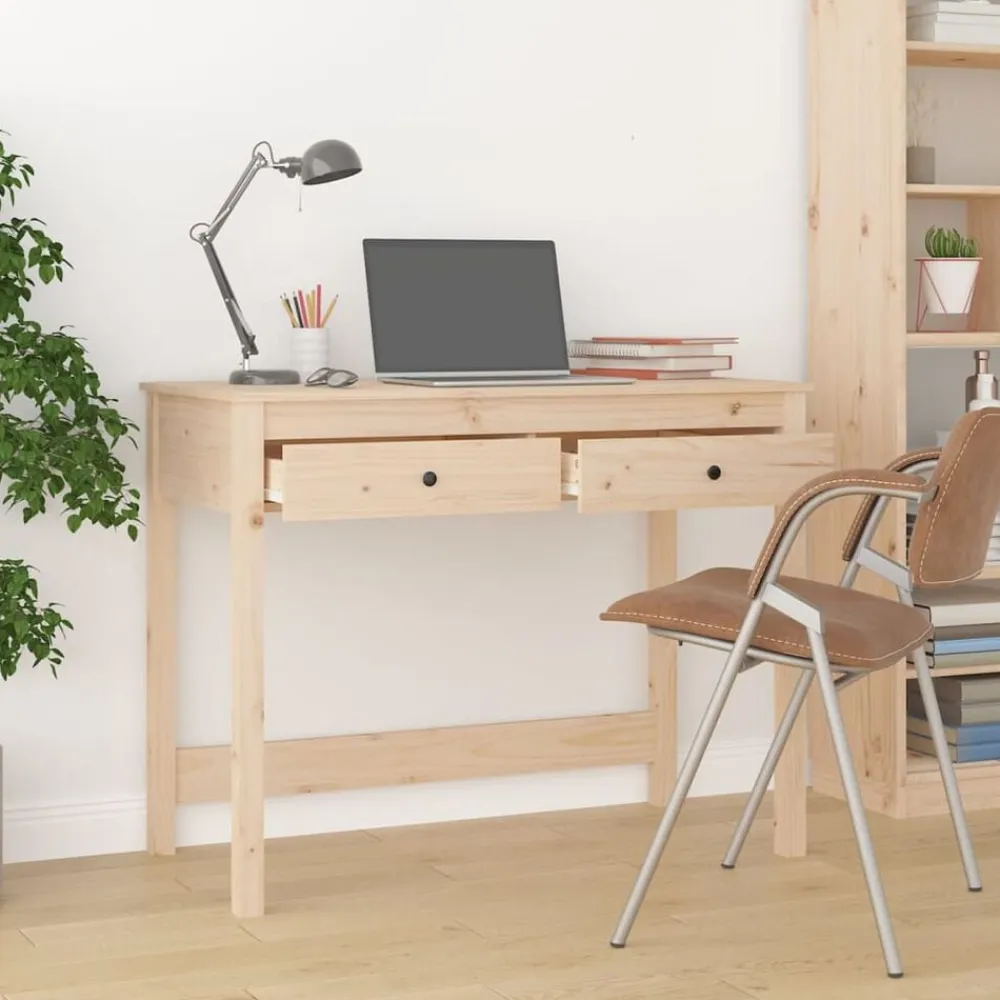 vidaXL Mobiliario De Oficina-Escritorio con cajones madera maciza de pino 100x50x78 cm