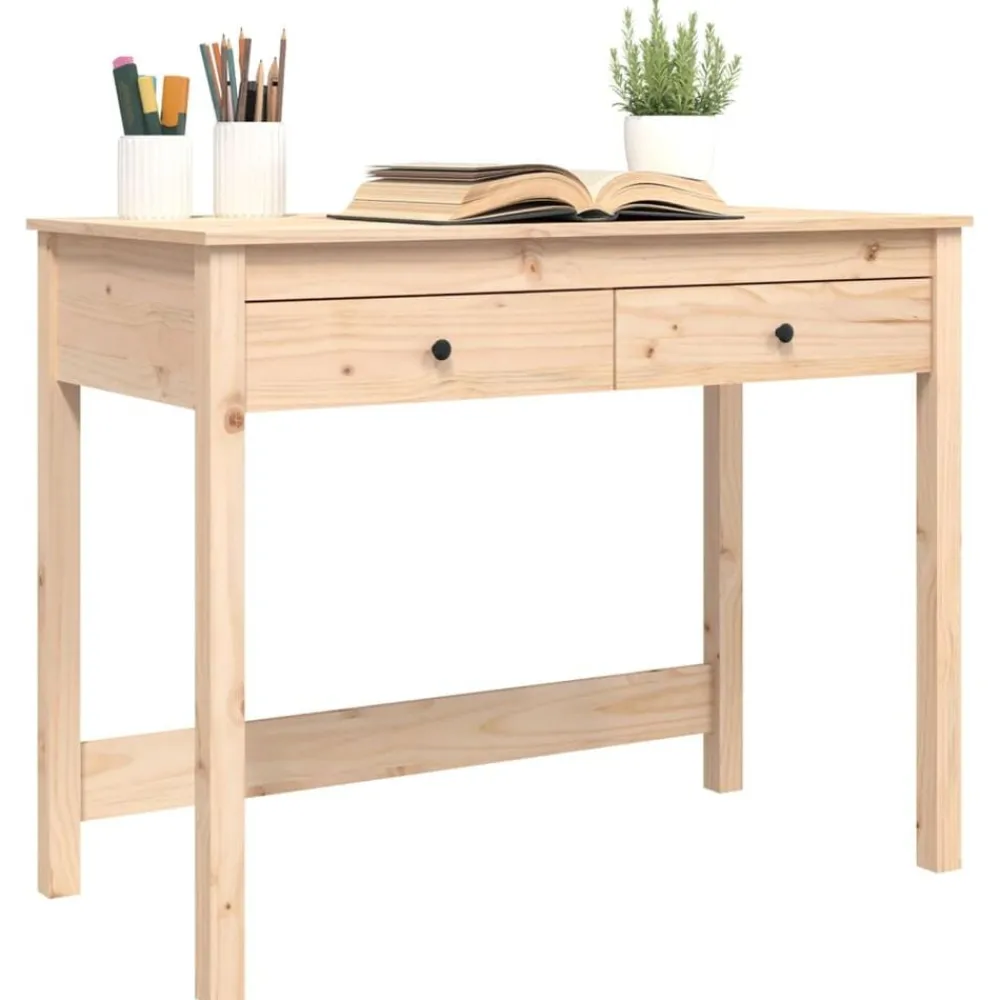 vidaXL Mobiliario De Oficina-Escritorio con cajones madera maciza de pino 100x50x78 cm