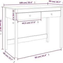 vidaXL Mobiliario De Oficina-Escritorio con cajones madera maciza de pino 100x50x78 cm