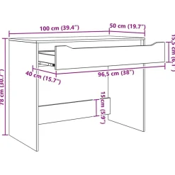 vidaXL Escritorio con cajón 100 x 50 x 78 cm Madera de ingeniería White Online