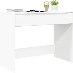 vidaXL Escritorio con cajón 100 x 50 x 78 cm Madera de ingeniería White Online
