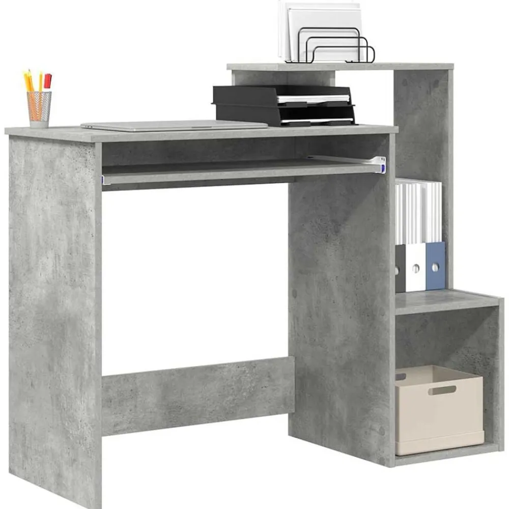 vidaXL Mobiliario De Oficina-Escritorio con cajón Gris Concreto 106 x 41 x 88.5 cm