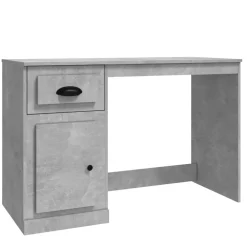 vidaXL Escritorio con cajón madera gris hormigón 115x50x75 cm Gris hormigón Outlet