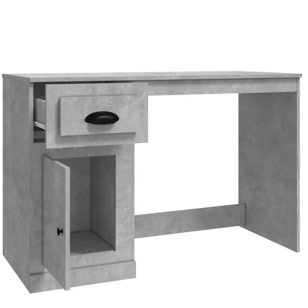 vidaXL Escritorio con cajón madera gris hormigón 115x50x75 cm Gris hormigón Outlet