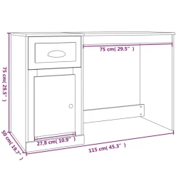vidaXL Escritorio con cajón madera gris hormigón 115x50x75 cm Gris hormigón Outlet